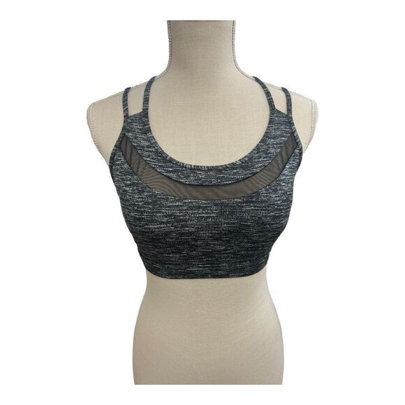 Victoria's Secret Strappy Back Sports Bra Size L Black Grey Removable Pads - Picture 1 of 12